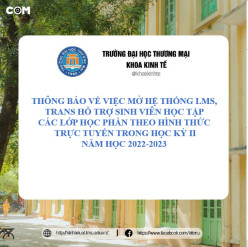 Thông báo về việc mở hệ thống LMS, TRANS hỗ trợ sinh viên học tập các lớp học phần theo hình thức trực tuyến học kỳ II năm học 2022-2023