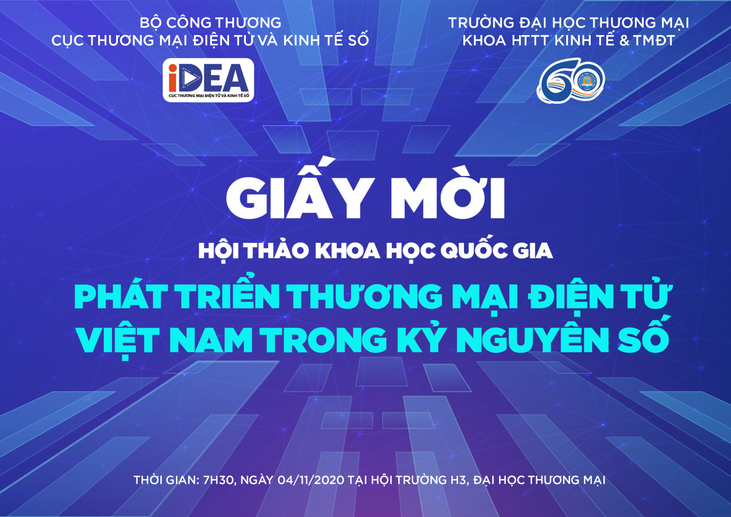 GIẤY MỜI THAM DỰ HỘI THẢO KHOA HỌC QUỐC GIA "Phát triển TMĐT Việt Nam trong kỷ nguyên số