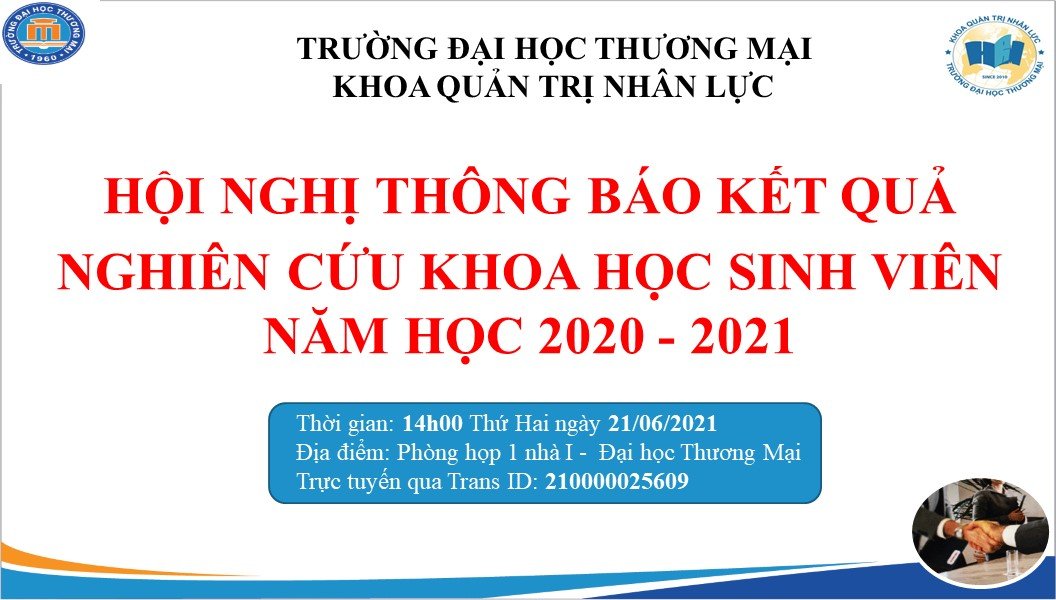 THÔNG BÁO TỔ CHỨC HỘI NGHỊ NCKHSV NĂM HỌC 2020-2021